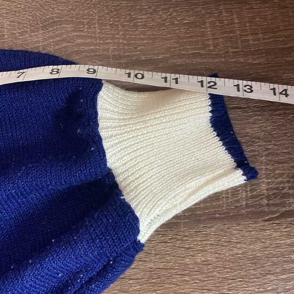 Vintage 80’s Women’s Abstract Vivanti 3/4 Sleeve Sweater Blue white & Red - Picture 6 of 8